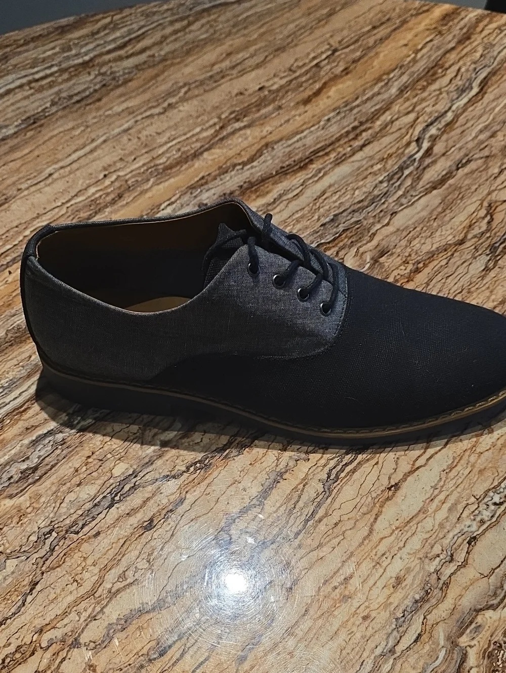 Aldo Black Canvas and Dark Gray Derby Shoes Mens Size 11.